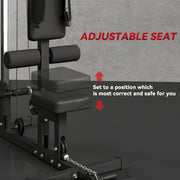 Lat Pull Down Machine, High / Low Pulley Machine with Adjustable Seat and Flip-Up Footplate, Black