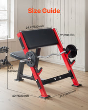 Preacher Curl Bench, Strength Training Benches, Max Load 660 LBS Home Gym Fitness Equipment, Seated Arm Isolated Barbell Dumbbell Bicep Station, Adjustable Weight Bench With Bar Holders
