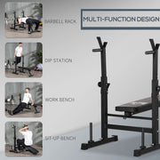 Adjustable Weight Bench, Foldable Bench, With Barbell Rack, Black