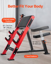 Preacher Curl Bench, Strength Training Benches, Max Load 660 LBS Home Gym Fitness Equipment, Seated Arm Isolated Barbell Dumbbell Bicep Station, Adjustable Weight Bench With Bar Holders