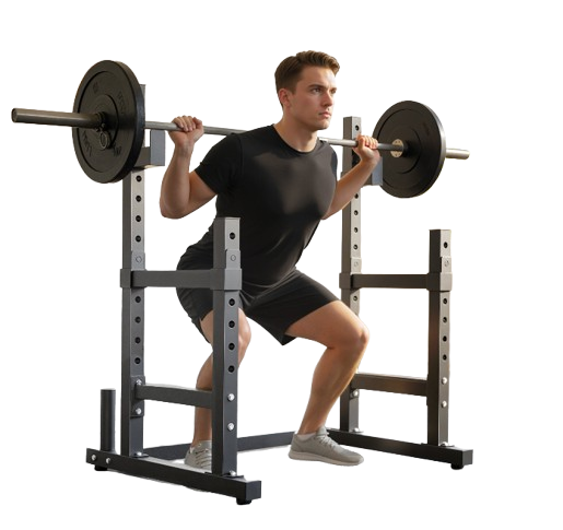 Adjustable Squat Rack, 660lbs Multi-Functional Bench Press Rack For Weight Lifting Home Gym Strength Training, Black