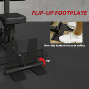Lat Pull Down Machine, High / Low Pulley Machine with Adjustable Seat and Flip-Up Footplate, Black