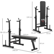Adjustable Weight Bench, Foldable Bench, With Barbell Rack, Black